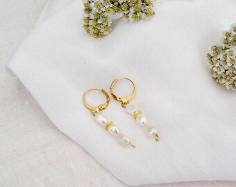 Aruba- handmade boho gold earrings with real freshwater pearls/earrings for Christmas/handmade gift idea/Christmas gift for her
