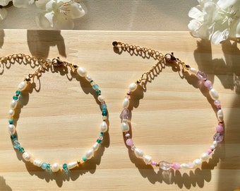 Pulseras de cuentas hechas a mano en colores brillantes/pulseras de amistad/joyas de cuentas/joyas coloridas/idea de regalo hecha a mano/regalo de novia/