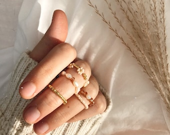Aruba- conjunto de anillos boho hecho a mano que consta de 5 anillos/juego de anillos/anillos lindos/anillos dulces/joyas boho/joyas de flores/ideas de regalos para novia