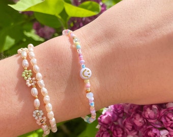 Handgemachtes Pastellarmband/ buntes Sommerarmband/ Fußkettchen Sommer/ anklets/handmade gift idea/ Kleinigkeit für sie