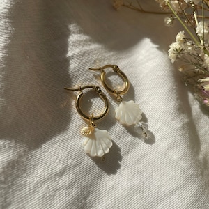 Golden earrings/ Mix and match/ Hoop earrings with pendant/ Gift idea earring|Summer earrings/Hoop earrings gold silver shell/ Boho Golden Earrings