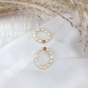 Aruba - Handmade rings made of real freshwater and glass pearls/handmade freshwater pearl rings/pearl rings/small gift idea/gift