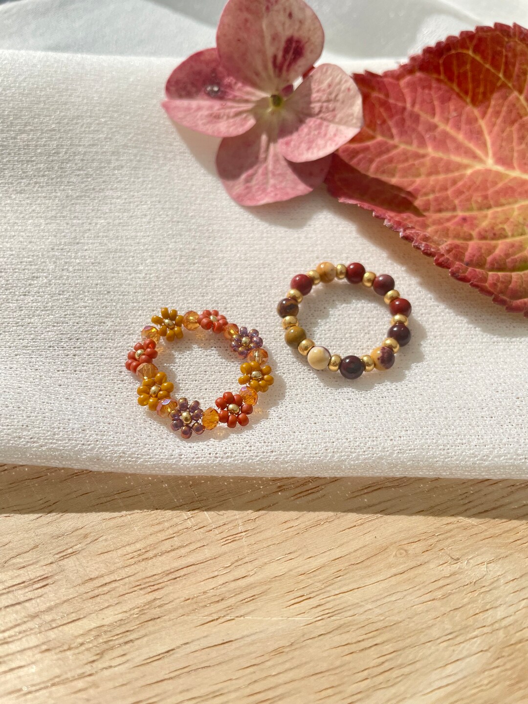 Fall Rings Handmade Pearl Rings in Bold Autumn Colors/pearl Rings/flower Rings ...