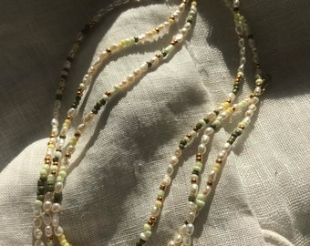 Aruba- handmade necklaces with different pastel colors and real freshwater pearls/gift idea/Easter/Mother's Day/girlfriend gift