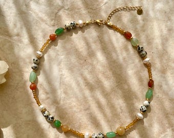 Set Gioielli Boho: Collana E Bracciale In Perline Colorate Con Bracciale Lettera Acciaio - 4