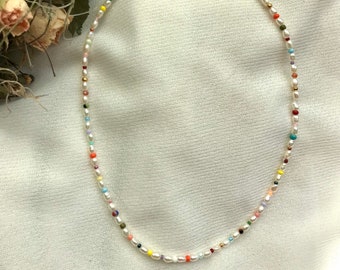 Aruba- handmade colorful pearl necklace with freshwater pearls/summer necklace/colorful necklace/colorful necklace summer/freshwater pearl necklace