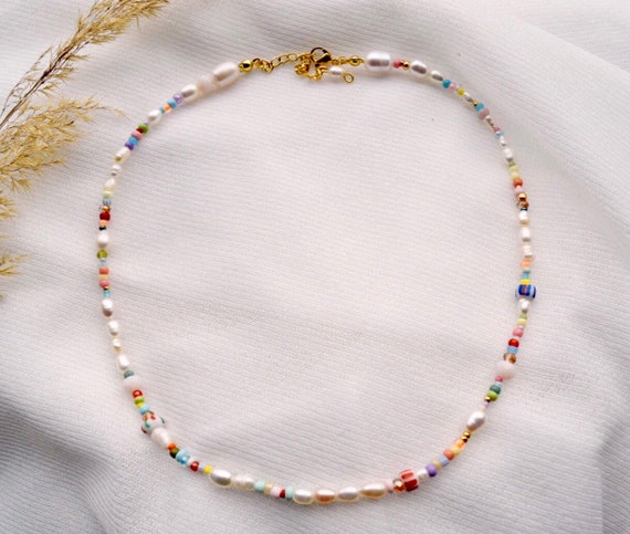 Aruba Handmade Colorful Necklace With Different Pearls/ - Etsy