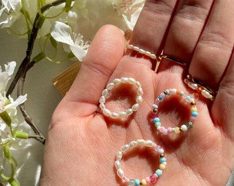 Aruba- Ring Set Consisting of Pearl Rings Made of Freshwater