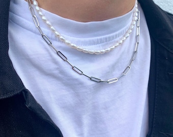 Aruba- handgemachte Halsketten für Männer/ Gliederketten/ Perlenketten/  Hochwertige Perlenkette, Süsswasserperlen Kette, Männer Perlenkette