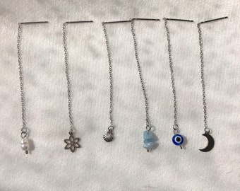 Aruba- handmade thread earrings with various pendants/Earrings/Silver earrings/Gift idea for women/Earrings