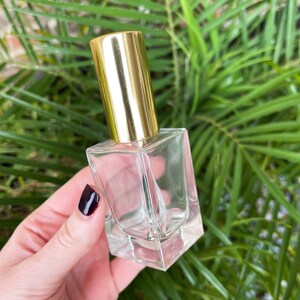 Square Glass Spray Bottle | 1oz Glass Perfume Bottle | 30ml Gold Spray Bottle