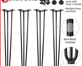 4X Hairpin Table Legs Coffee Desk Screws Furniture Bench Protector Feet 10 12mm
