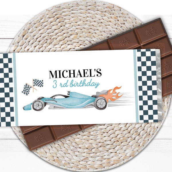 Editable Blue Race Car Chocolate Wrapper, Printable Sports Car Birthday Party Candy Bar Wrapper, Blue Racing Car Birthday Treats Decor PM055