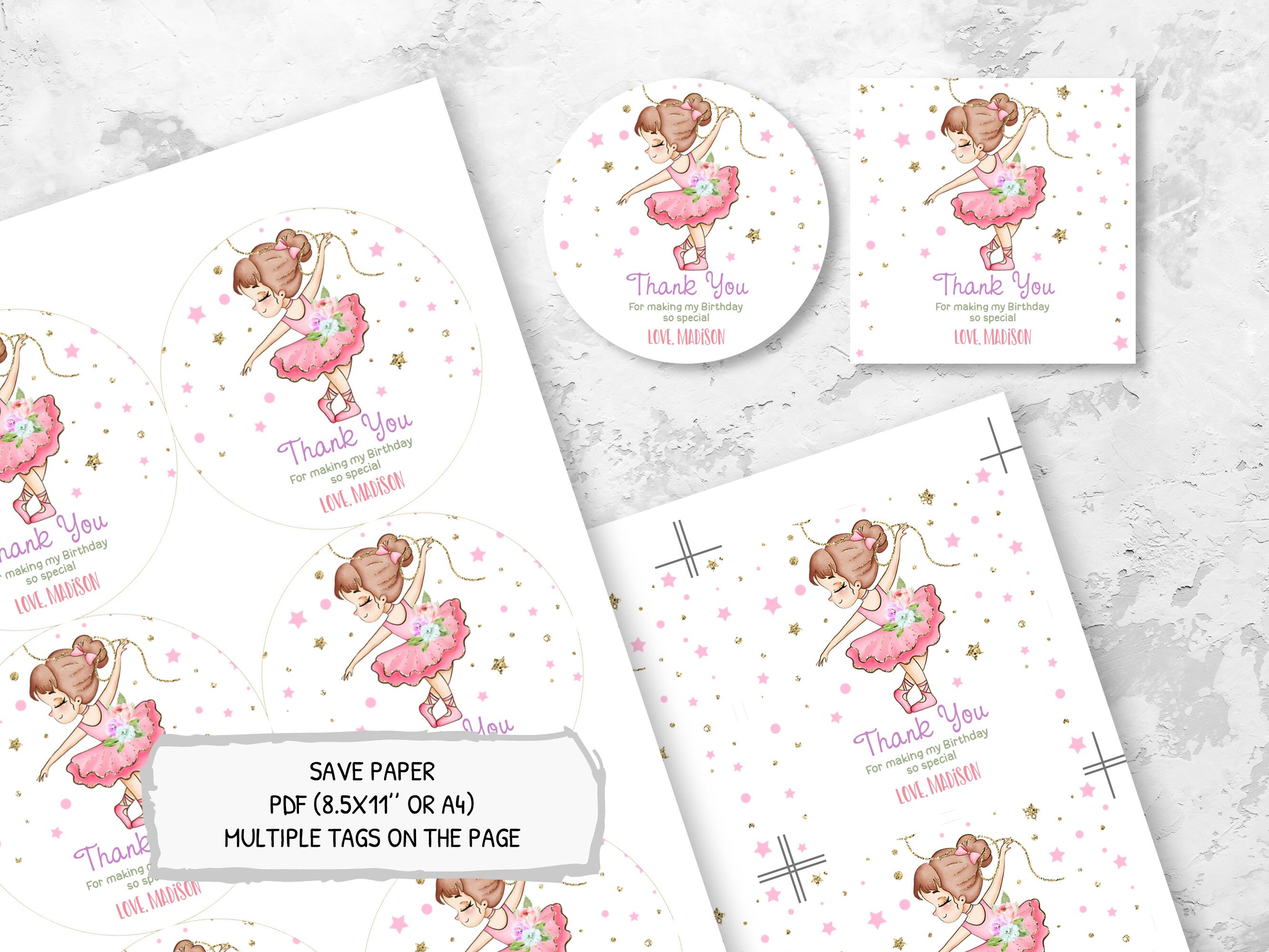 Ballerina Favor Tag Editable Ballerina Birthday Decoration - Etsy