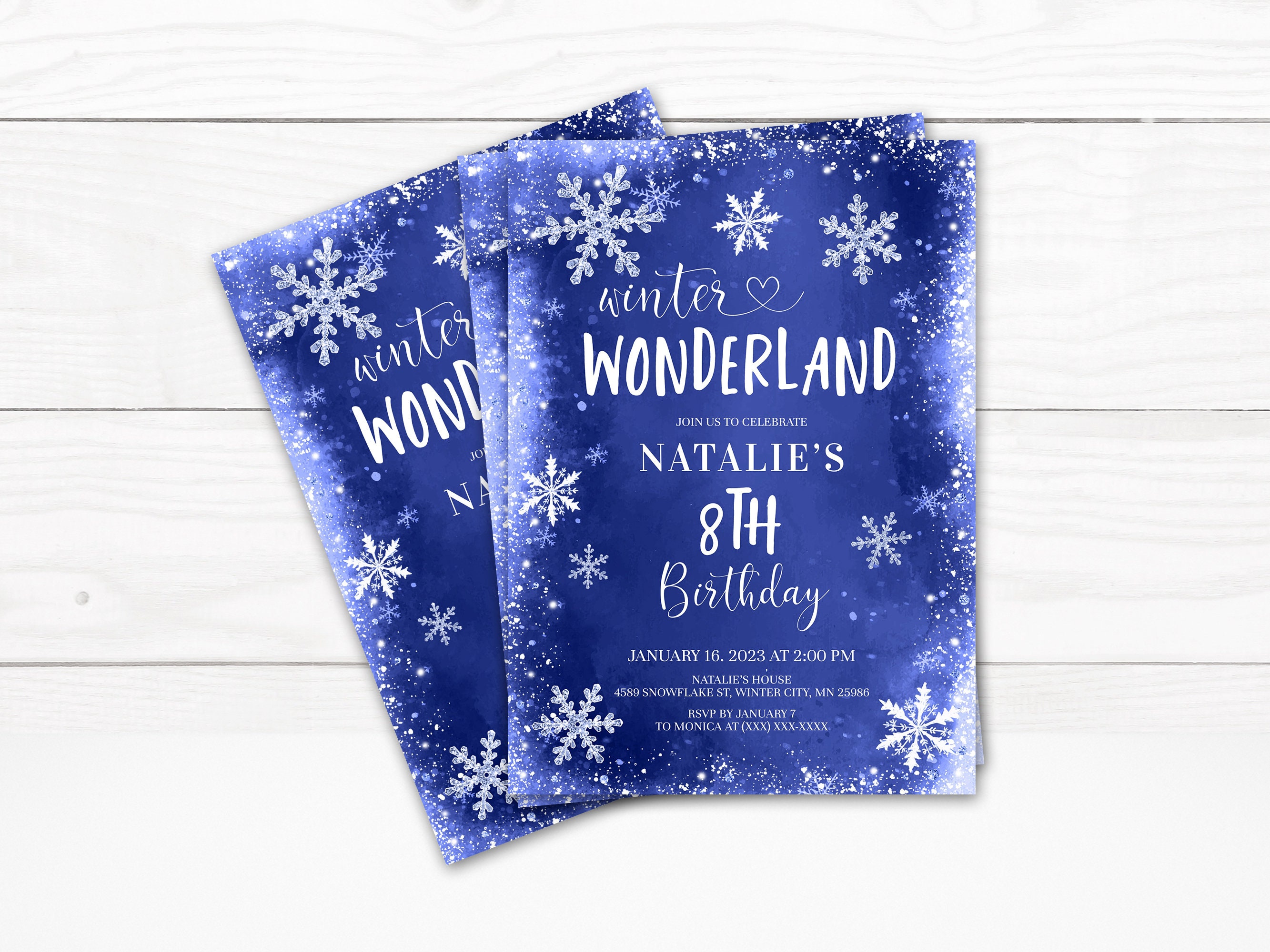 Winter Wonderland Birthday Invitation for Girls or Boys Etsy