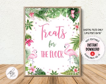 Flamingo Take a Treat Sign, Tropical Birthday Party, Instant Download, Flamingo Favors Table Decoration, Printable Summer Party Sign  PM028