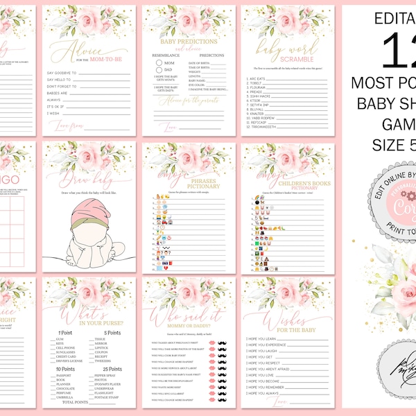 Printable Baby Shower Games - Etsy