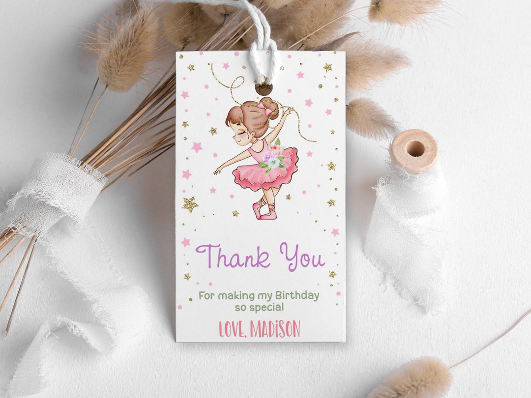 Editable Ballerina Favor Tag, Ballerina Thank You Tag, Dancing Girl ...