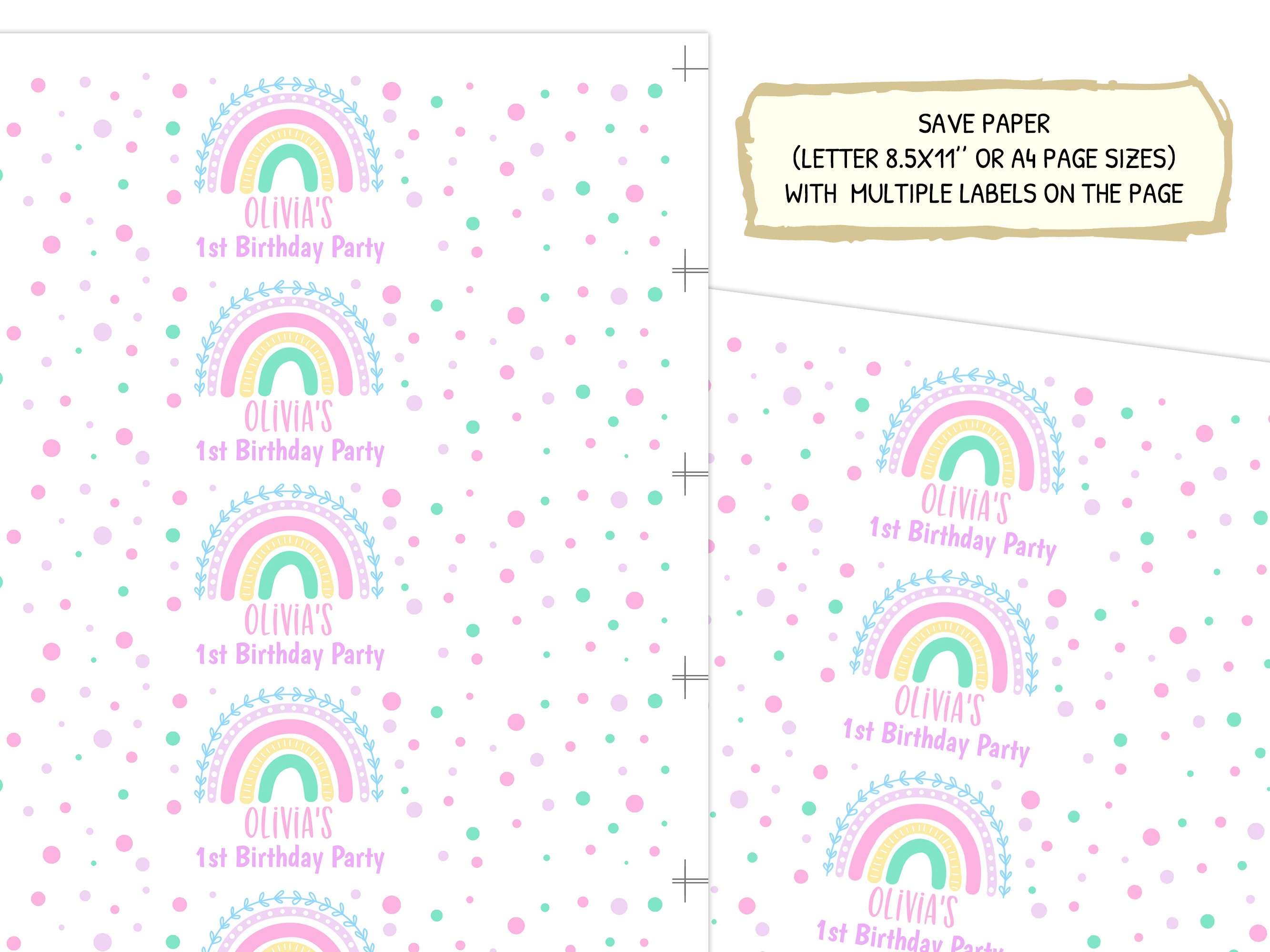 rainbow water bottle label editable template pastel rainbow etsy