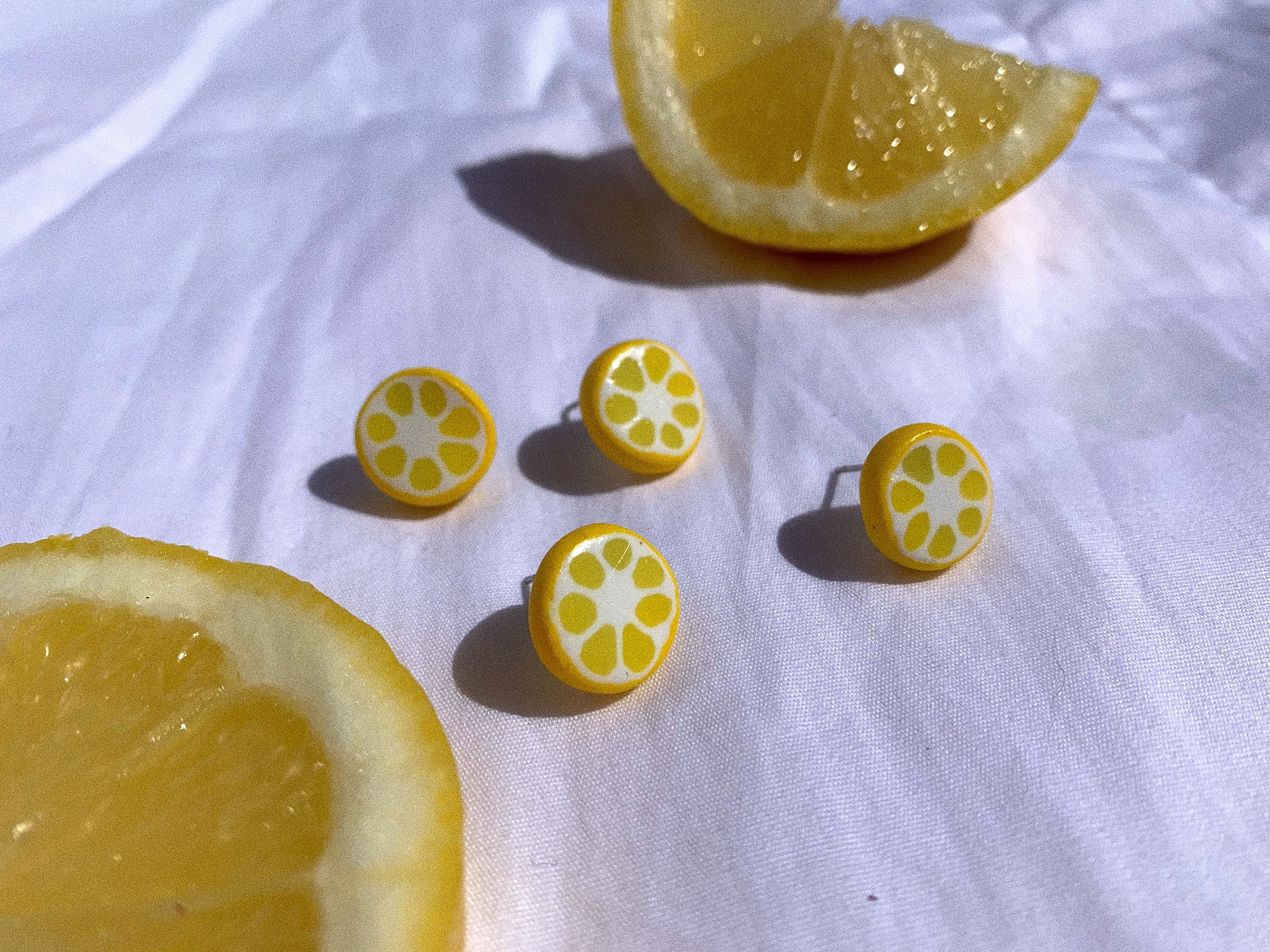 Lemon Studs POLYMER CLAY EARRINGS Lemon Clay Earrings Etsy UK