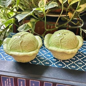 1970’s Holland Mold Majolica Style Cabbage Salt and Pepper Shakers - A Pair