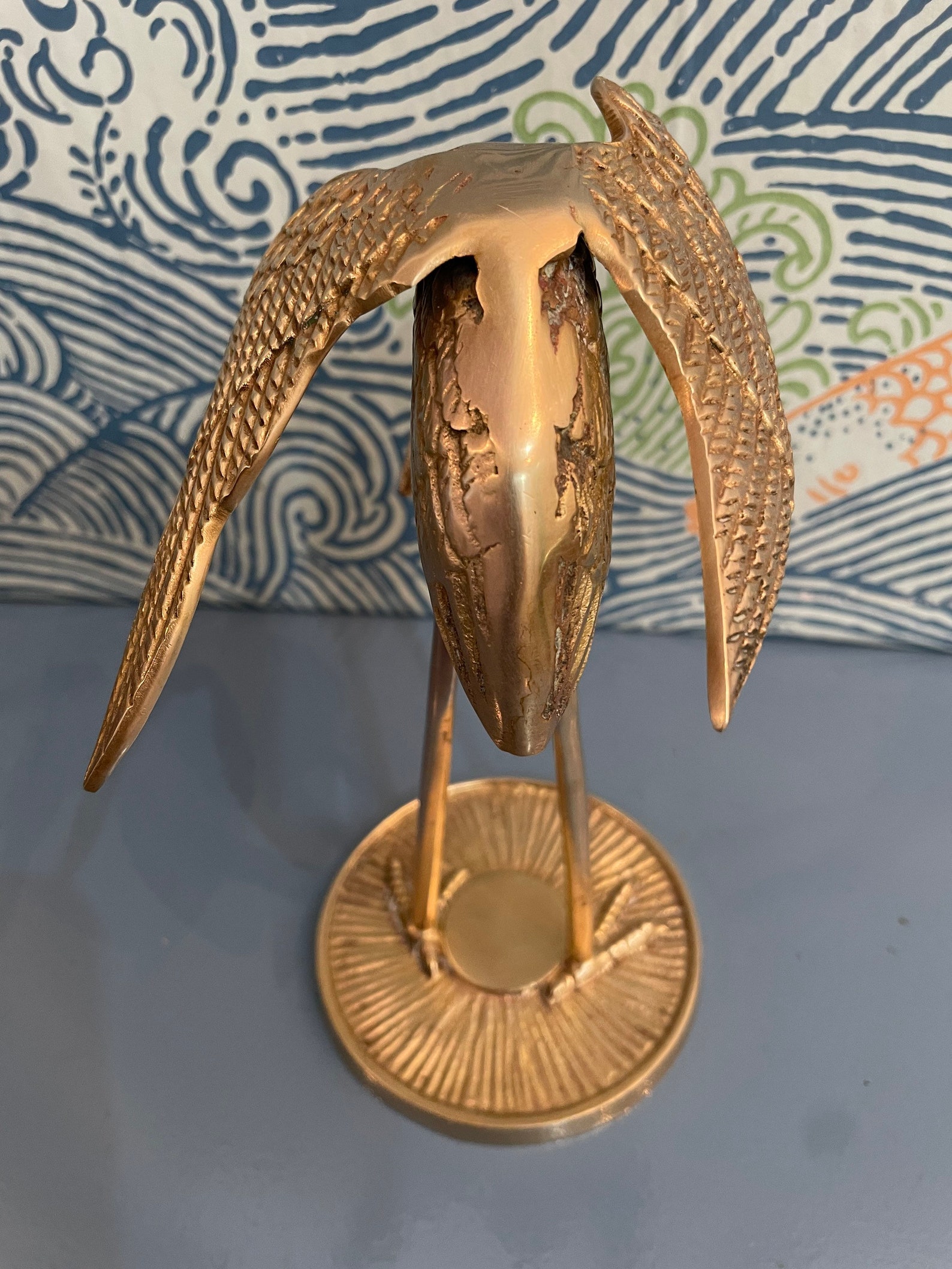 Vintage Brass Crane Figurine Etsy