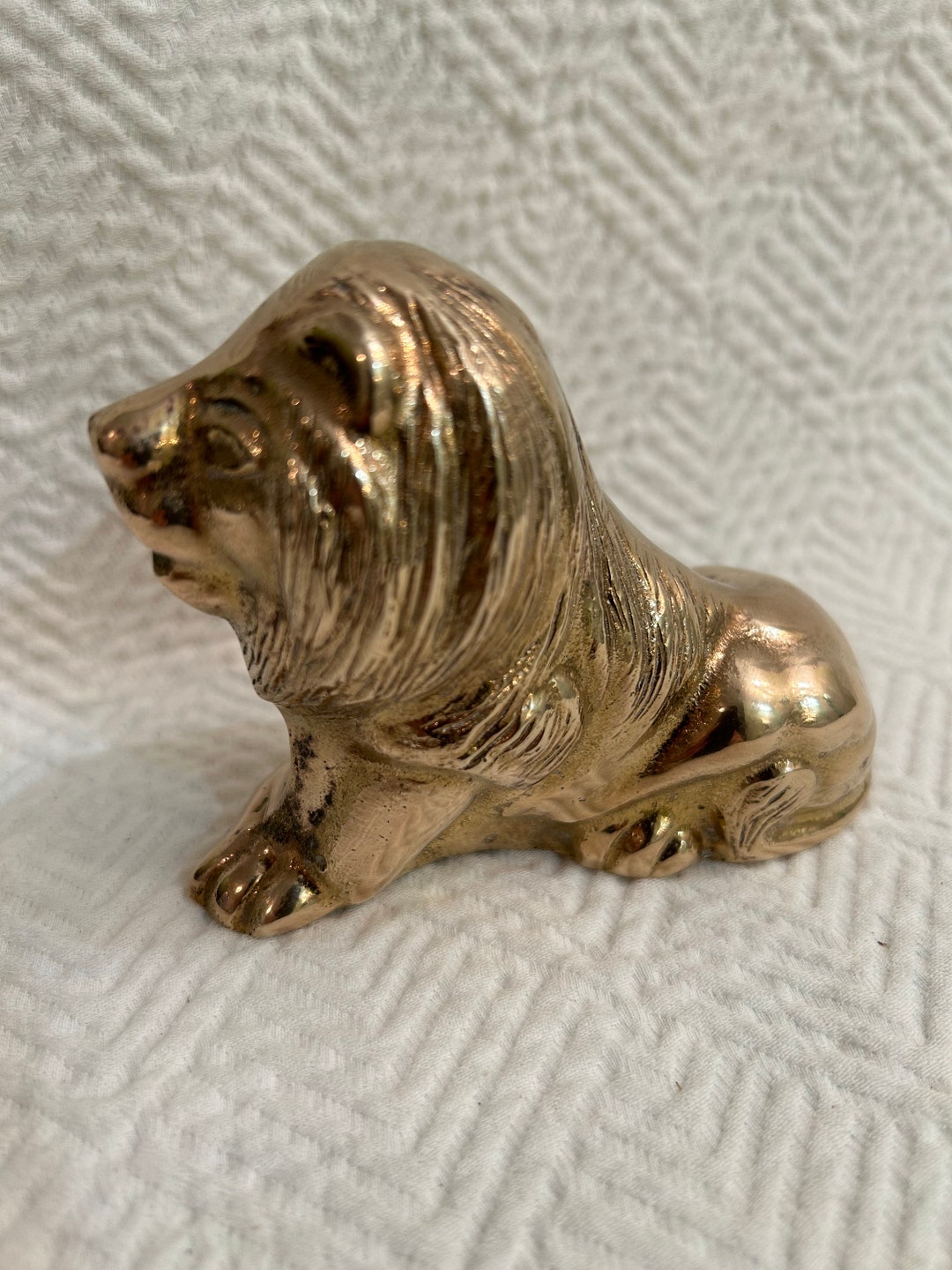 Vintage Solid Brass Lion Figurine or Paper Weight Etsy