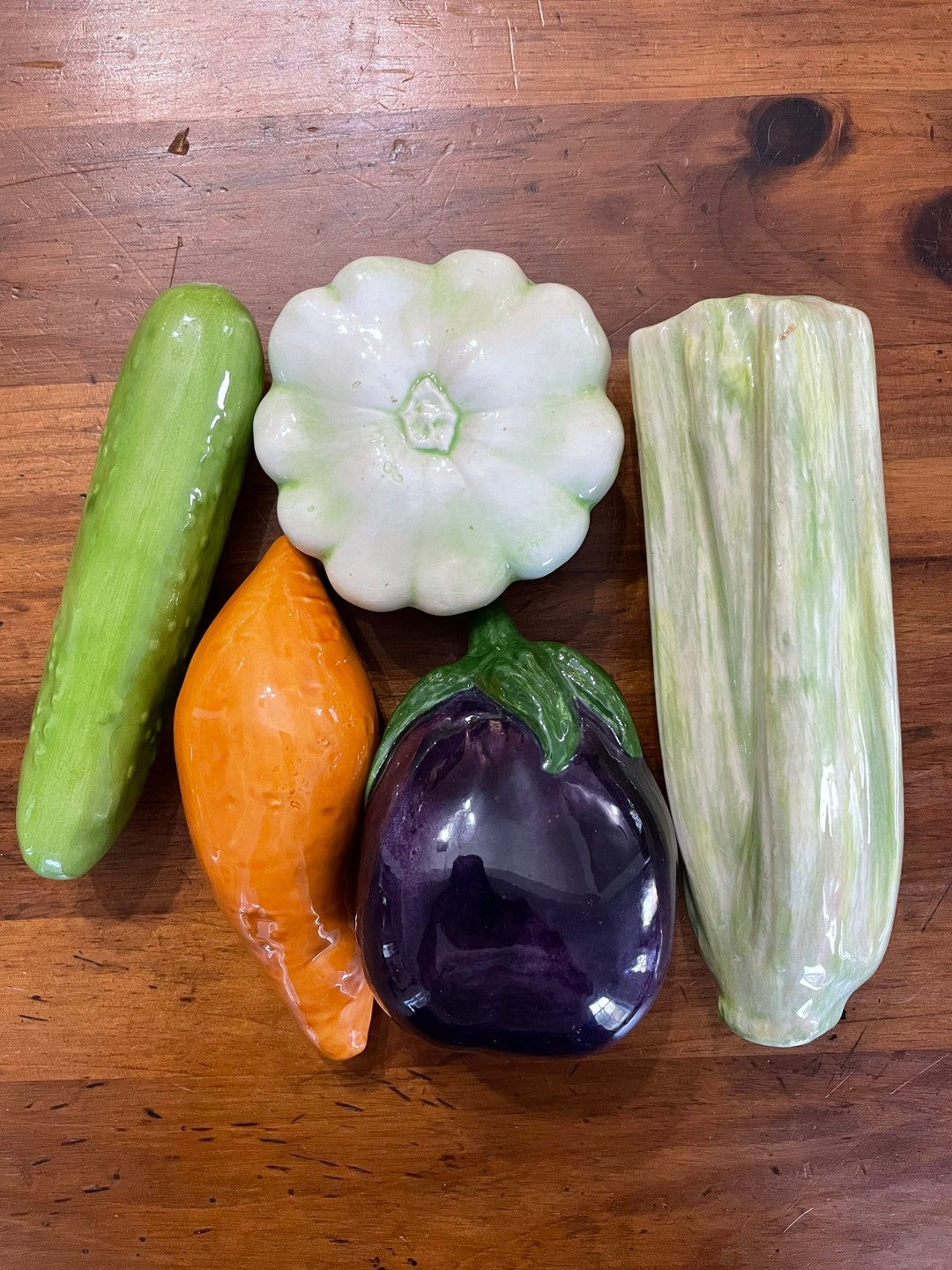 Vintage Handpainted Ceramic Vegetables a Set of 5 Etsy