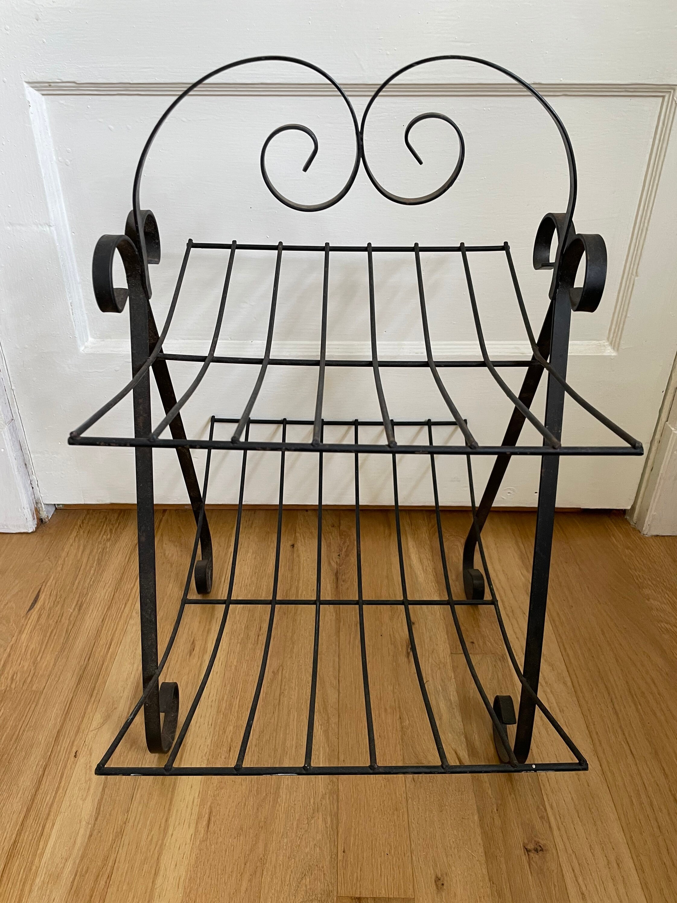 Vintage 1960s Black Wrought Iron Magazine Rack - Etsy