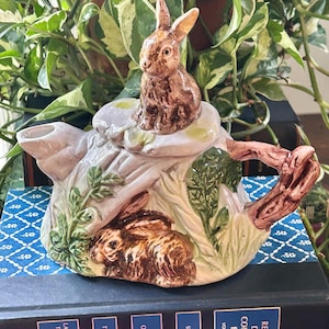 Vintage CBK Majolica Style Bunny Rabbit Tea Pot