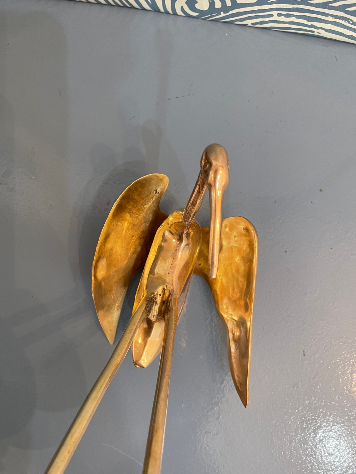 Vintage Brass Crane Figurine Etsy