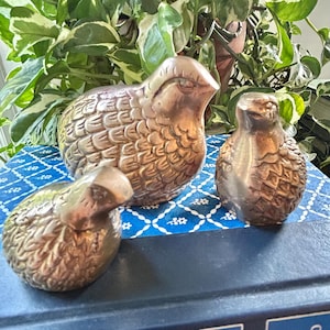 Mid 20th Century Cast Brass Quail Figurines - A Set of 3