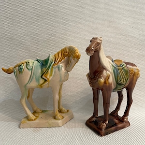 1980’s Miniature Tang Style Chinoiserie Horses - a Pair