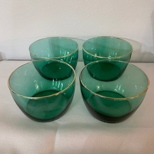 Vintage 1970’s Libbey Juniper Green Desert Bowls - a Set of 4