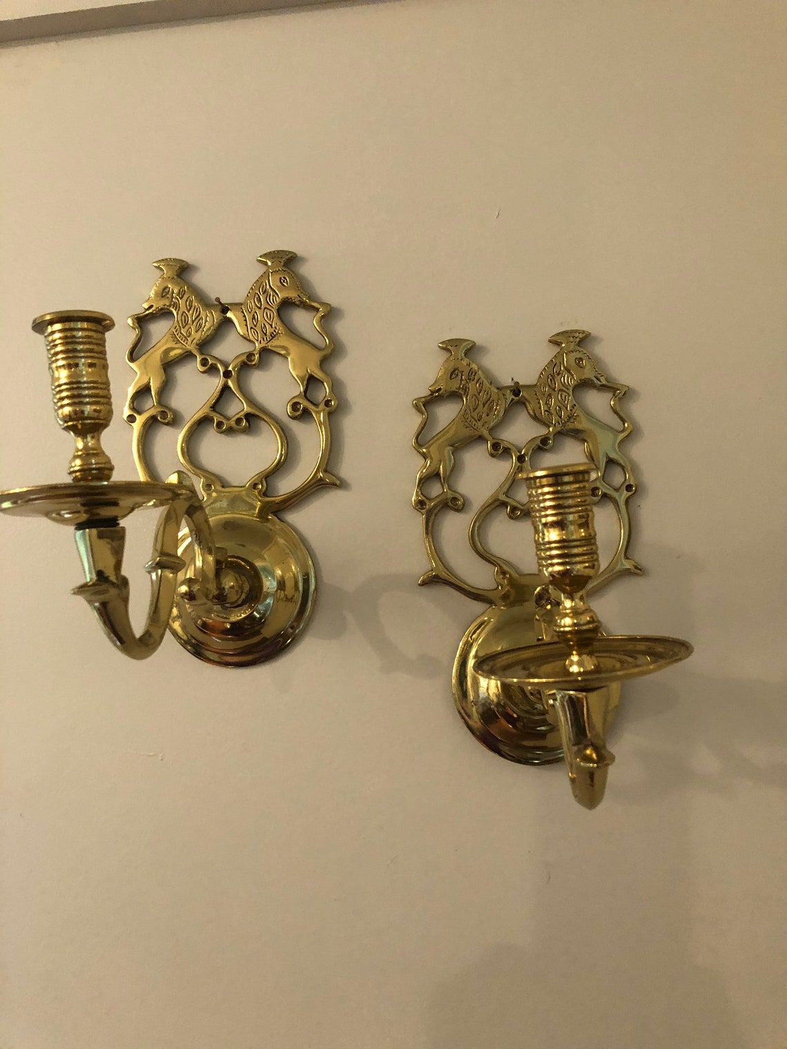 Williamsburg Restoration Brass Candle Sconces by Virginia Etsy