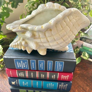 Vintage White Ceramic Conch Shell Planter