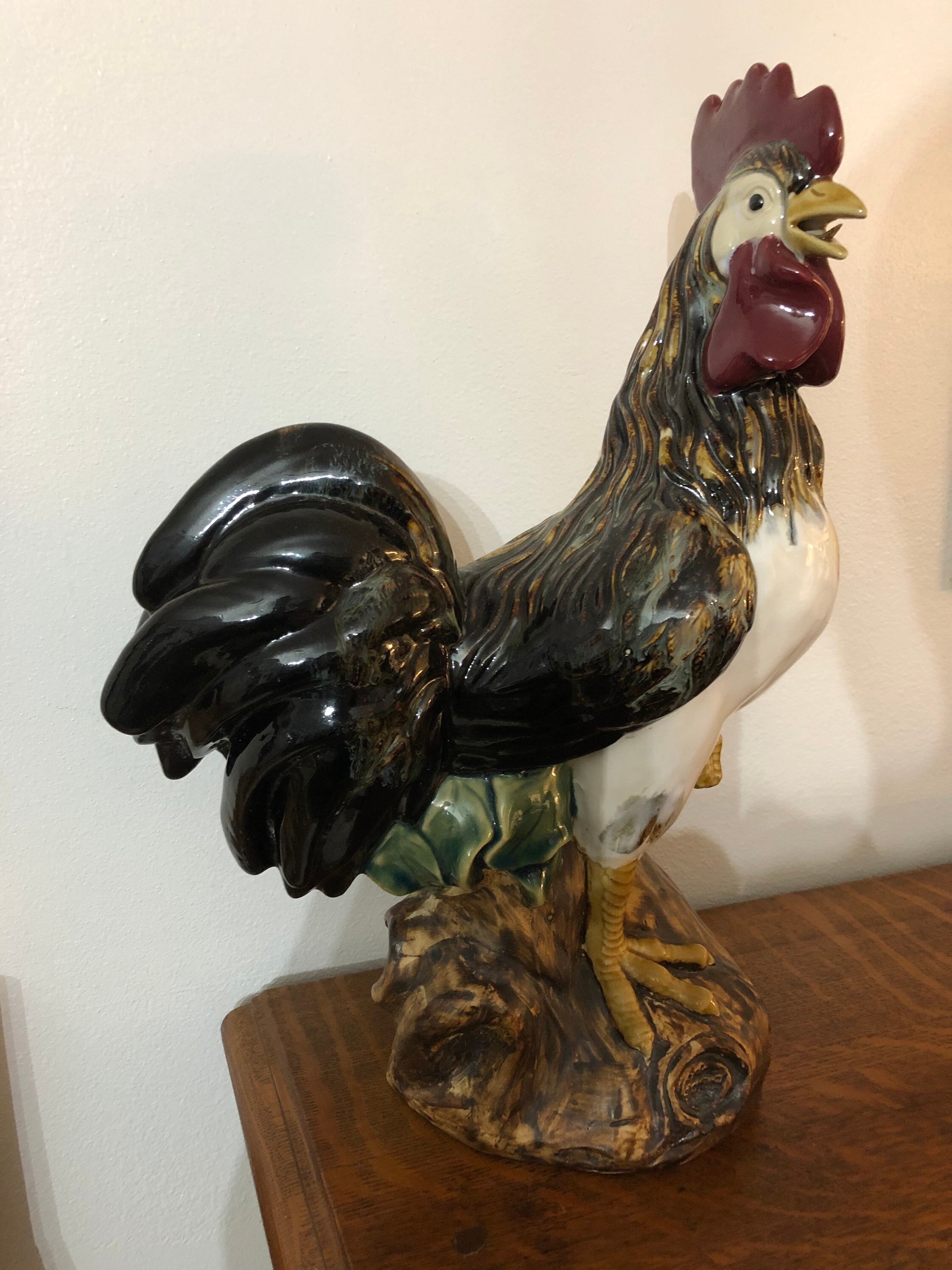 Ceramic Rooster By Three Hands Corp Etsy