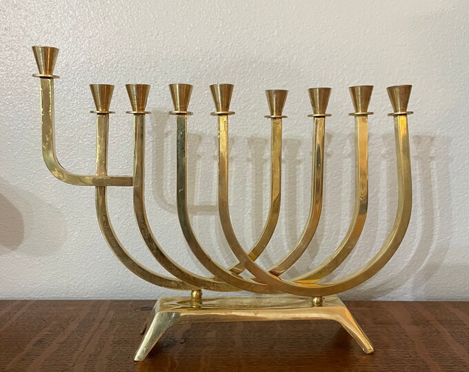 Vintage 1970s Modern Brass 9 Arm Menorah by Wainberg Israel Etsy