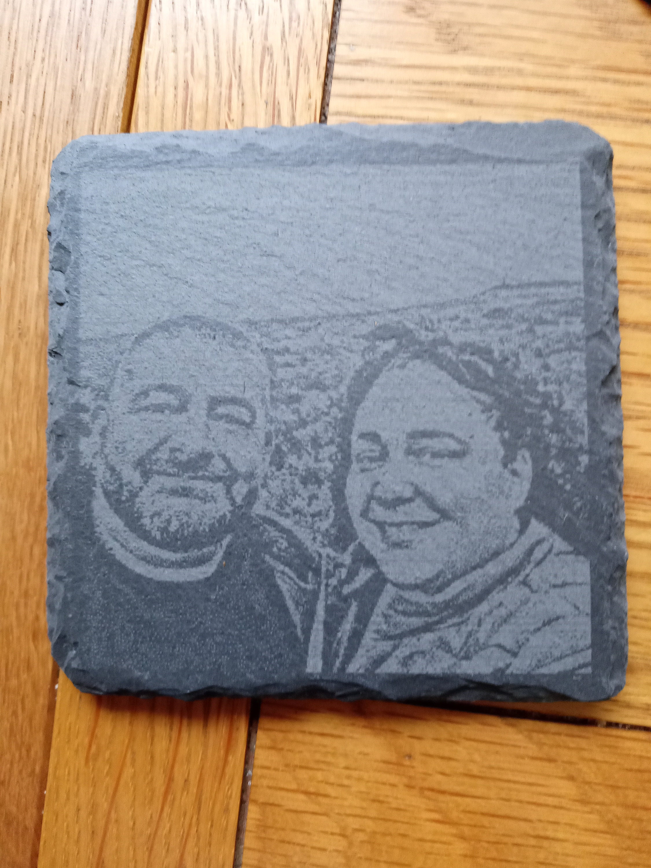 Photo Engraved on to Slate Coaster With Stand Made to Order Etsy UK