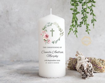 Bougie de baptême personnalisée pour fille avec eucalyptus - Bougie de baptême - Irlande
