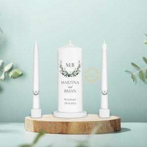 Personalised Unity Candle Set - Ceremony Candles - Personalised Wedding candle set - Eucalyptus Unity Candle Set - Ireland