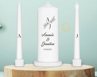 Personalised Unity Candle Set - Ceremony Candles - Personalised Wedding candle set - Simple Elegant Unity Candle Set - Ireland