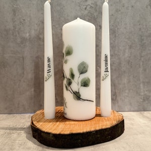 Modern Eucalyptus Wedding Unity Candle Set Ceremony Candles Personalised Wedding candle set Ireland zdjęcie 3