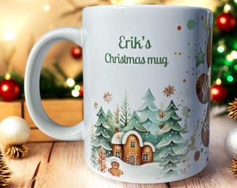 Personalised Gingerbread Christmas Mug - 11oz Festive Holiday Cup