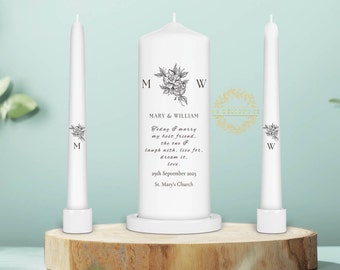Personalised Unity Candle Set - Ceremony Candles - Personalised Wedding candle set - Simple Elegant Unity Candle Set - Ireland