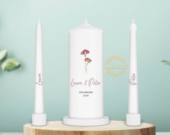 Personalised Unity Candle Set - Ceremony Candles - Personalised Wedding candle set - Simple Elegant Rustic Unity Candle Set - Ireland