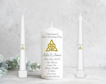 Unity Candle Set - Custom Wedding Unity Candle - Ceremony Candles - Personalised Wedding candle set - Celtic Unity Candle Set - Ireland