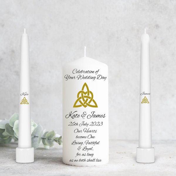 Unity Candle Set - Custom Wedding Unity Candle - Ceremony Candles - Personalised Wedding candle set - Celtic Unity Candle Set - Ireland