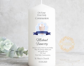 Personalised First Holy Communion Candle - Communion Candle for boy - Ireland