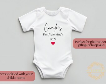 Personalised "First Valentine's Day" Baby Bodysuit – Custom Name and Year